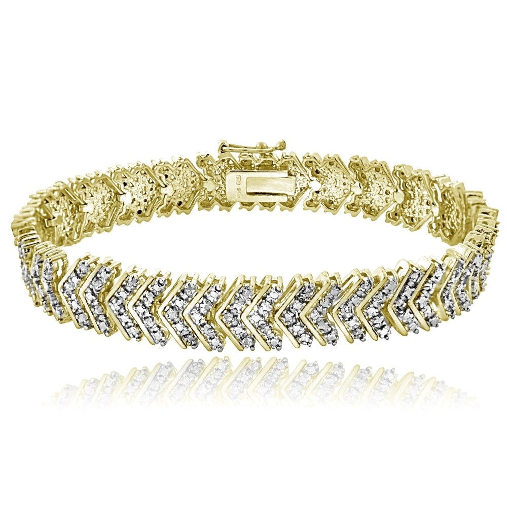 Gold Tone 1 Carat Diamond Chevron Bracelet